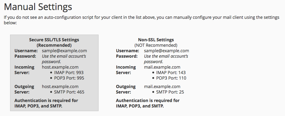 manual setting in outlook