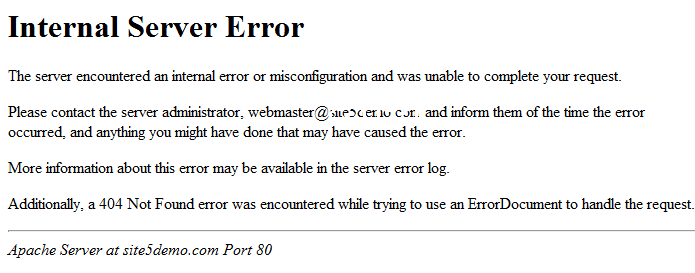 500 internal server error