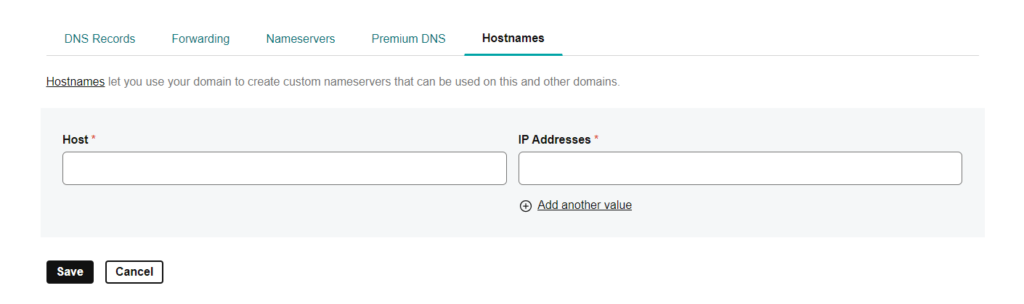 Add hostname record in hostname option