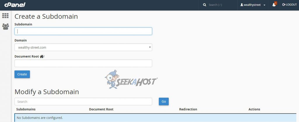 create subdomain