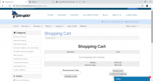 Shopping Cart Page in SeekaHost