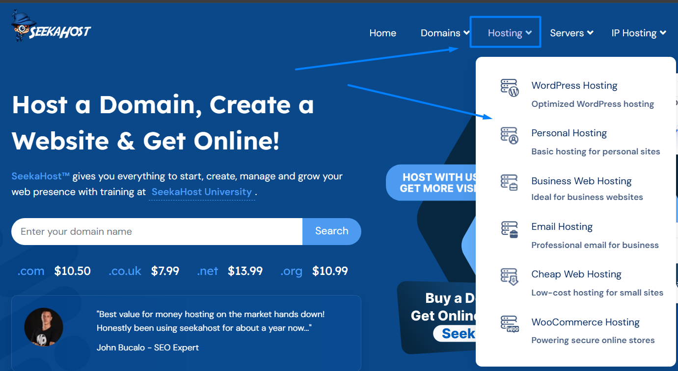 available hosting plans