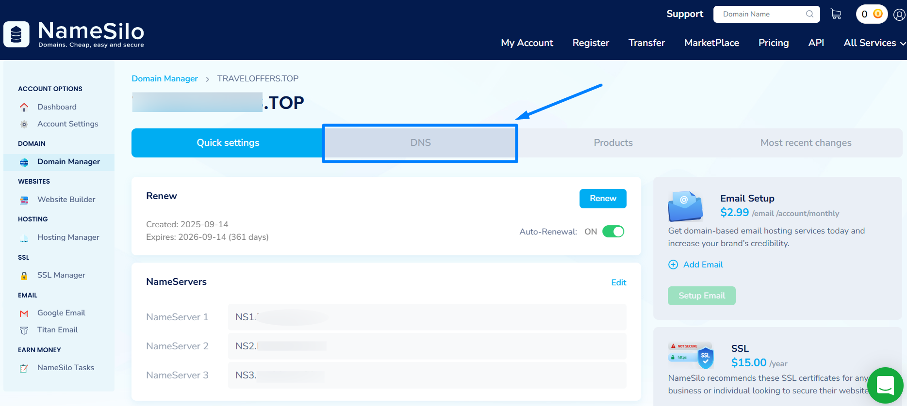 Domain DNS - NameSilo