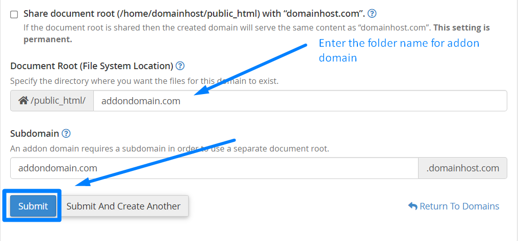 File Path for Addon Domain
