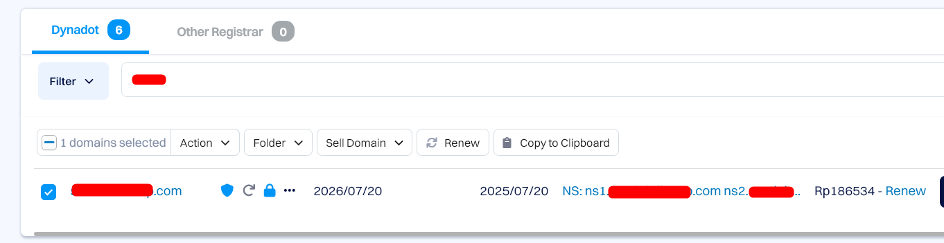 Nameserver Confirm in Domain - Dynadot