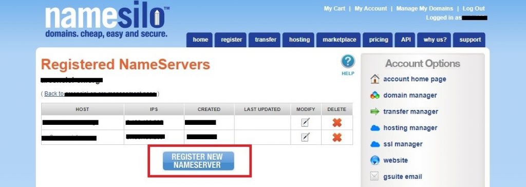 Register NameServer - Child-Private NameServer