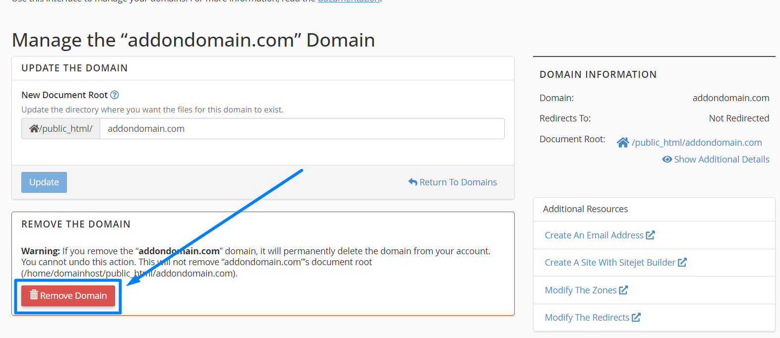 Remove Domain - Domains