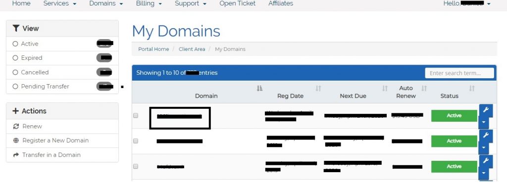 Selecting a domain