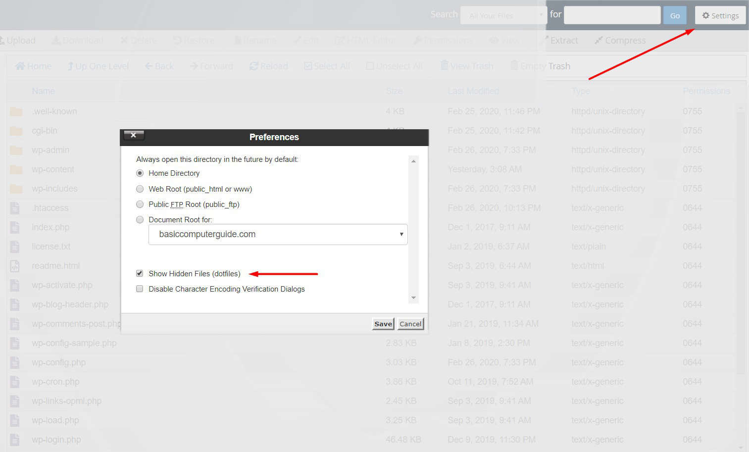 htaccess enable in cPanel