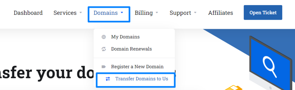 Transfer Domain to Us