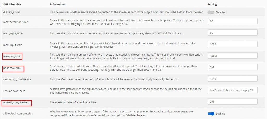 memory limit issue in wordpress cpanel