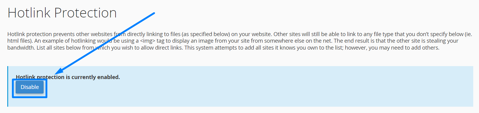 Disable Hotlink Protection