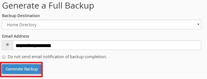 Generating backup of the site