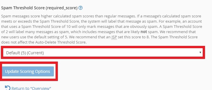 Spam Score Setting