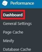 Dashboard of the cache plugin