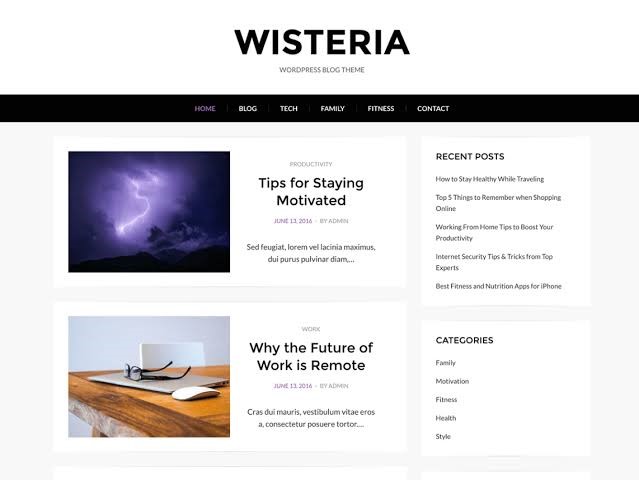 Wisteria WordPress Theme for free