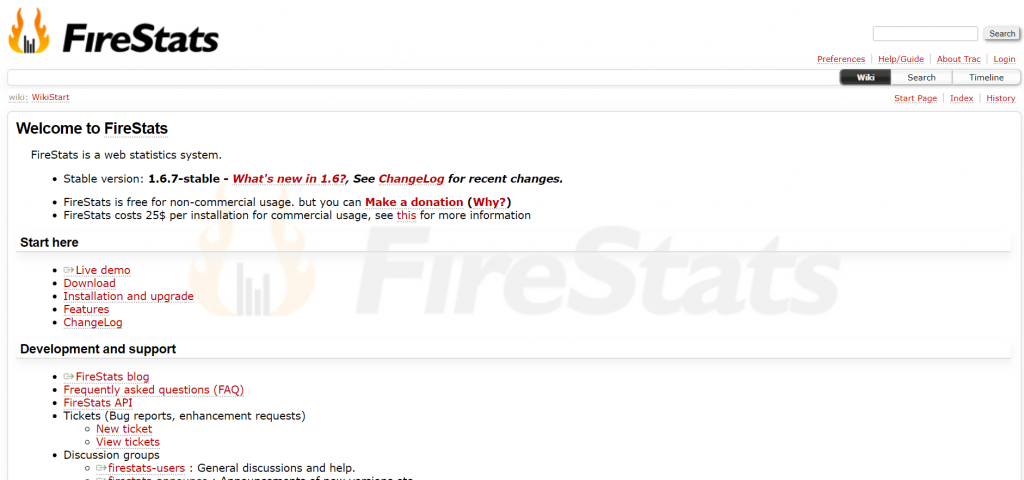 Firestats web analytics tool