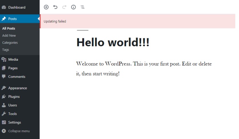 WordPress Updating Failed
