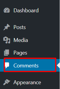 WordPress dashboard comment