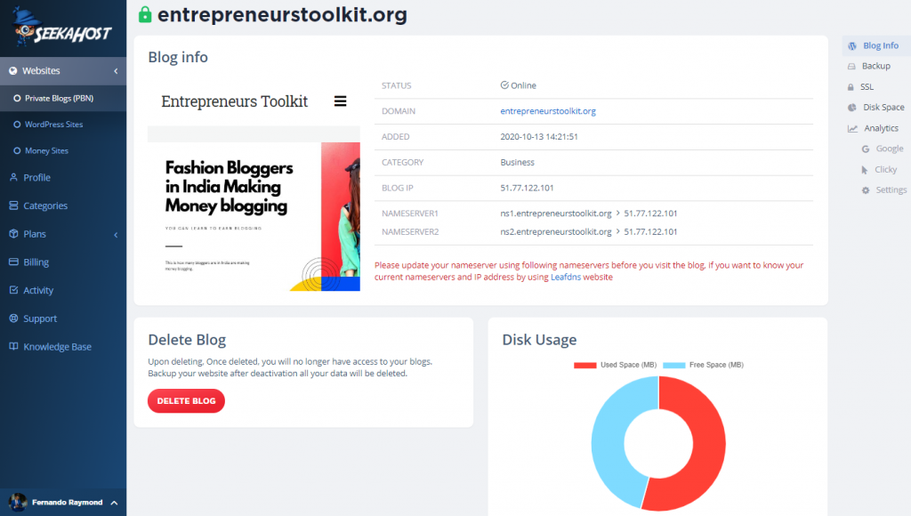 wordpress-site-data-usage-panel