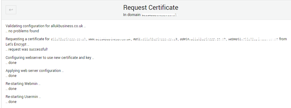 SSL certificate installed sucessfully