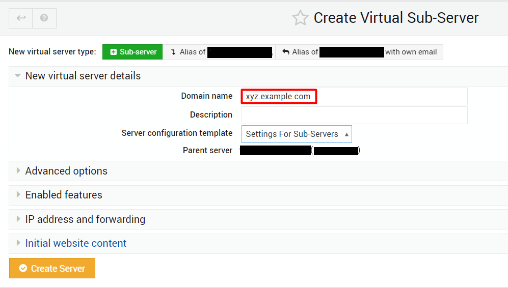 addon or subdomain name