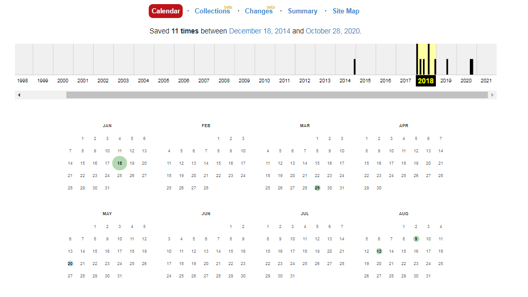 Calender-in-wayback-machine
