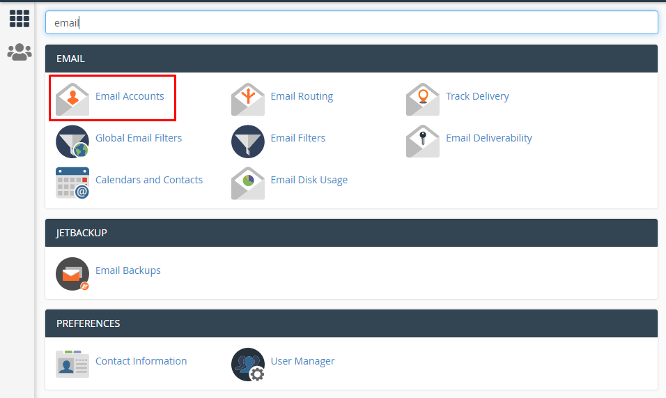 Email accounts in cPanel