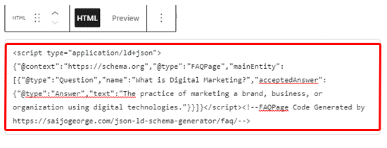 Block Editor - FAQ Schema code