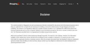 Disclaimer in WordPress Blog