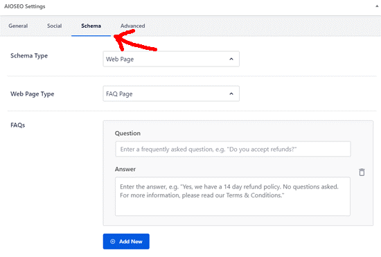 FAQ Schema in AIOSEO Plugin