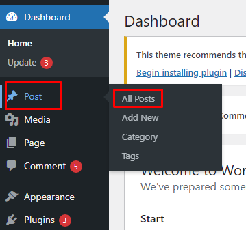 Click All posts in WordPress
