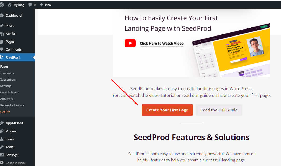 Create First Page - SeedProd