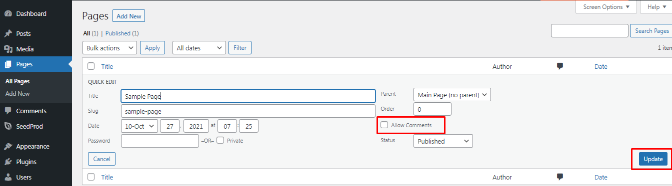 Disable Comments for Individual Page&Post