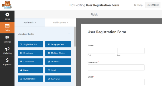 Manage Registration Form