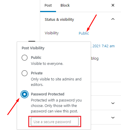 Password protect wordpress page and post