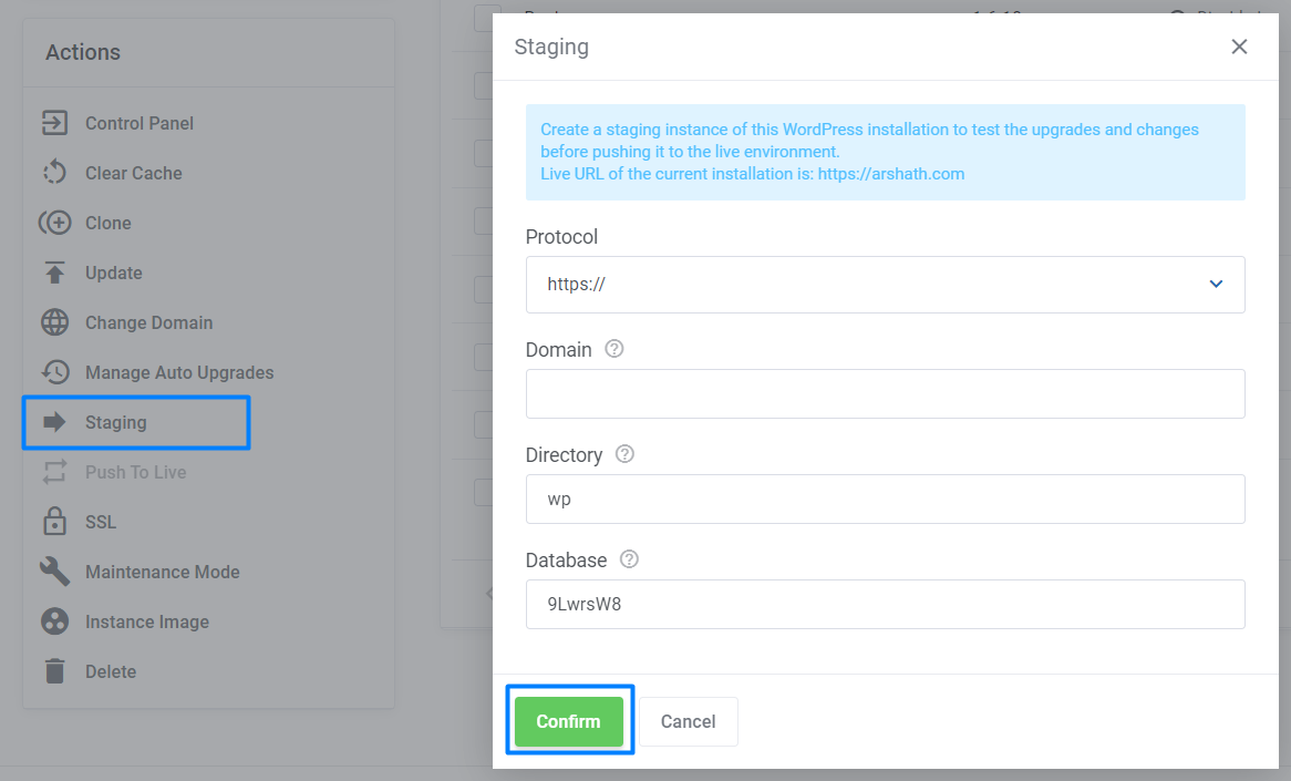 WordPress Staging