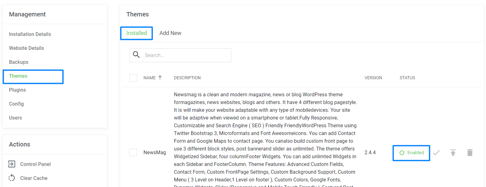 WordPress Theme details