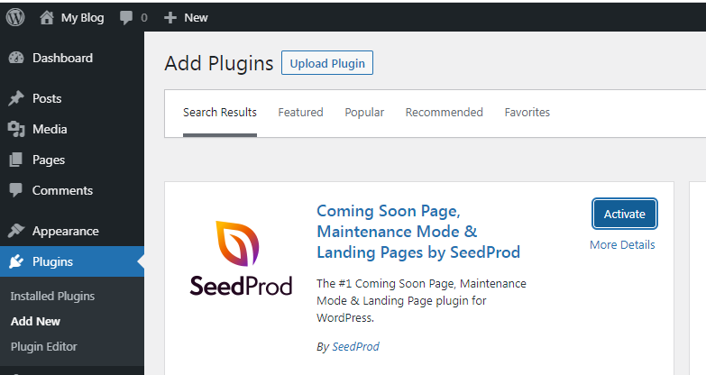 SeedProd Plugin Install & Activate
