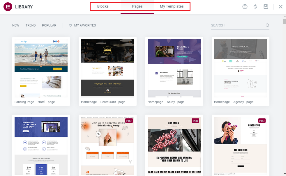 Add menus to Create a Landing Page