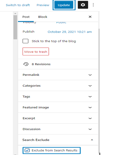 Exclude from Search Results