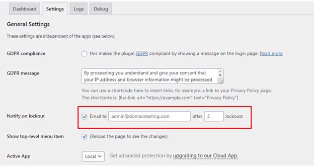 Limit Login Attempts - Setting