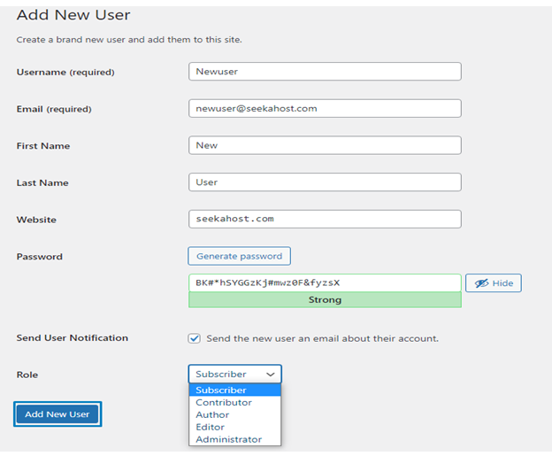 New User - Details