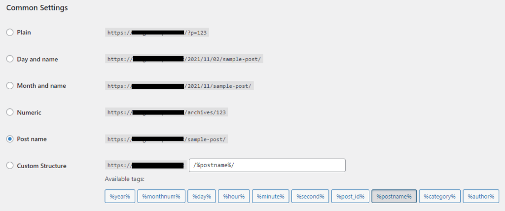 Permalinks Structure
