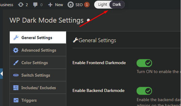 WP Dark Mode Settings