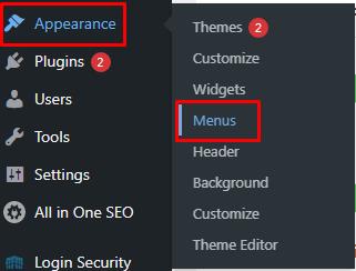 Add Menu - Appearance