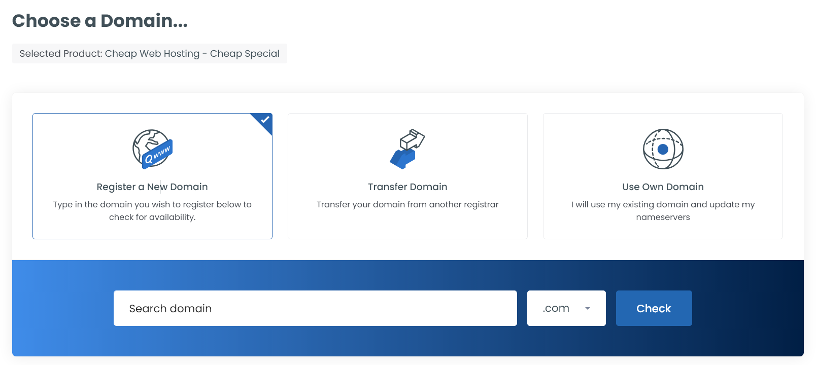 Choose a Domain - Hosting Plan