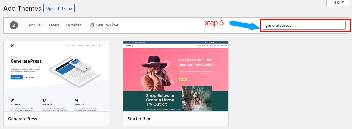 generatepress theme step3