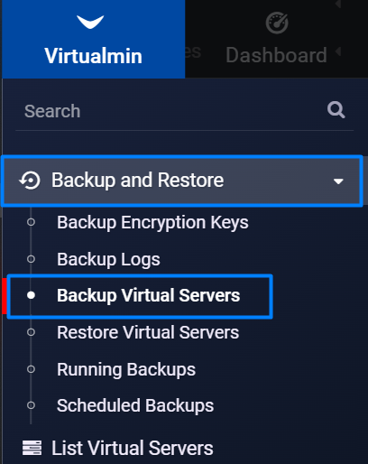 Backup Virtual Servers