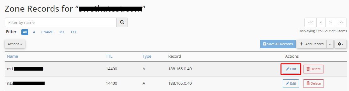 Editing dns records